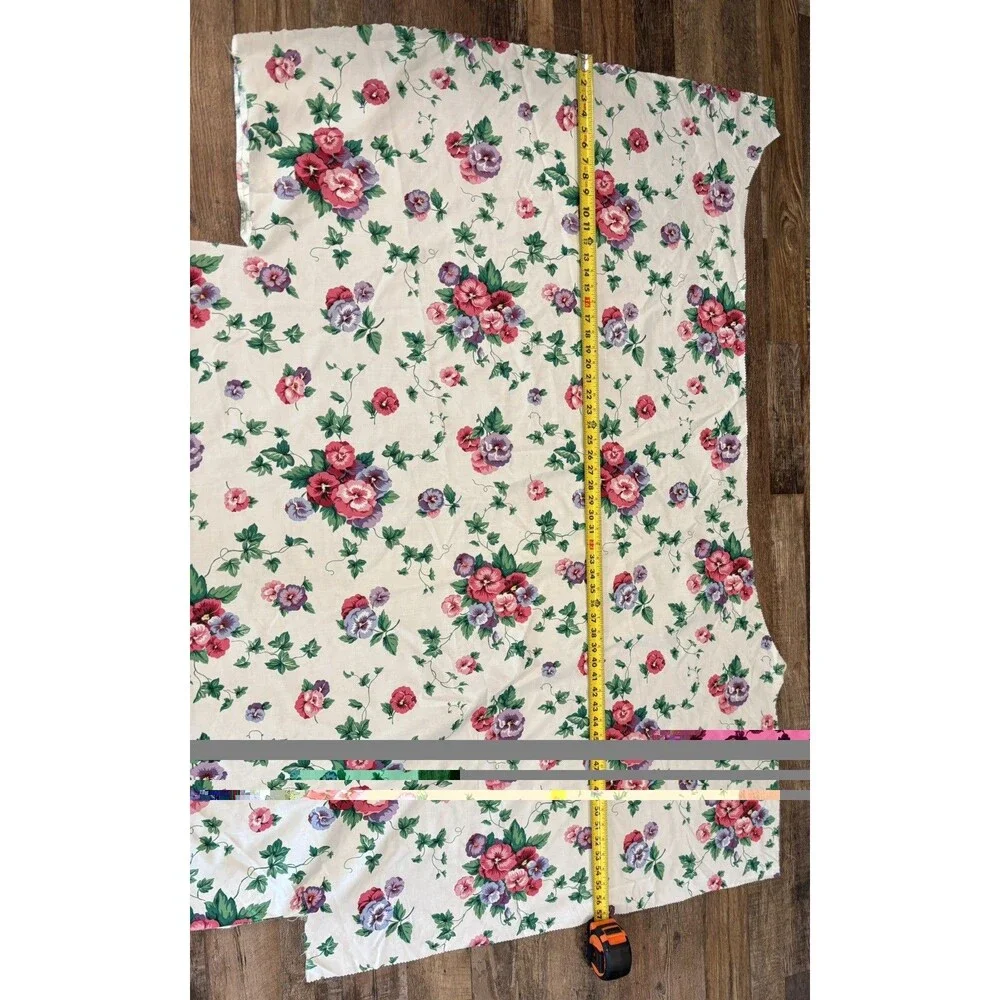 Vintage Waverly Pretty Pansy Pansies Floral Fabric Remnant For Sewing Textile